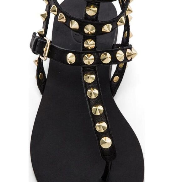 Ash Oasis Black Leather Studded Sandals - Picture 4 of 9
